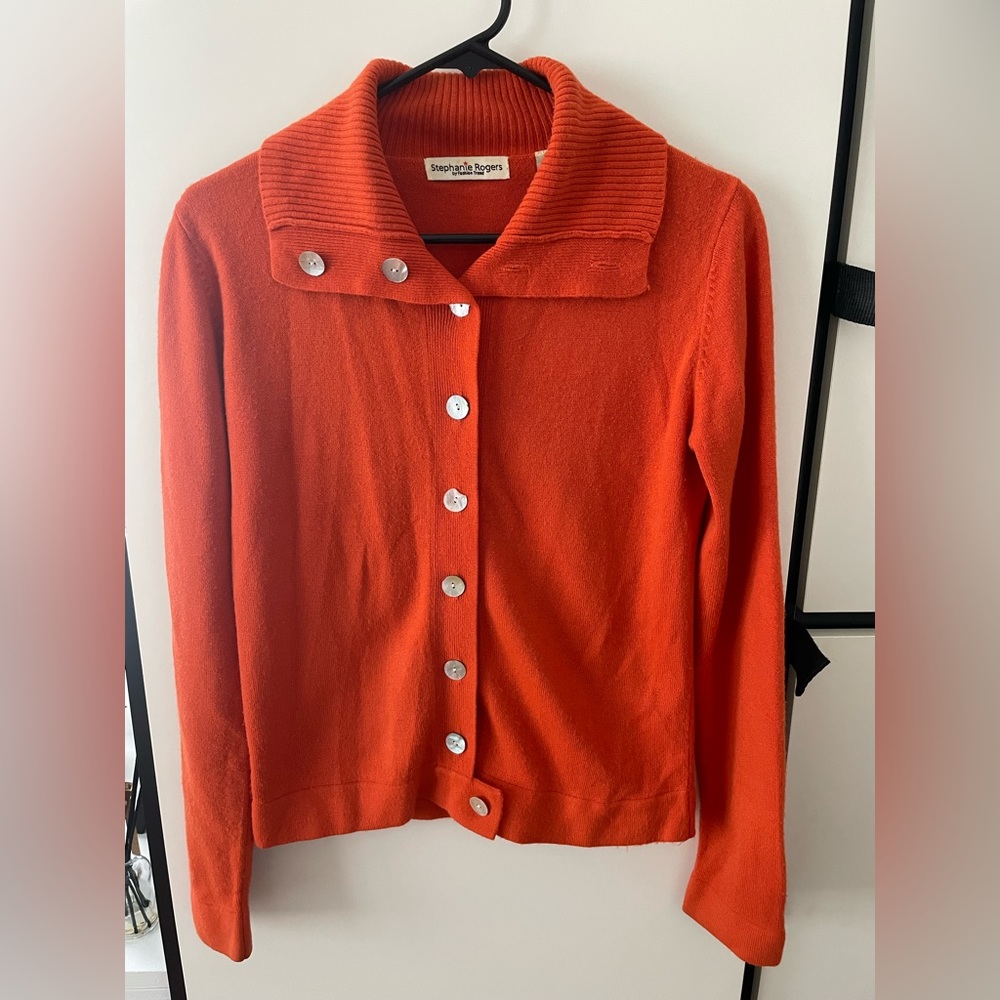 Stephanie Roger’s Orange Vintage Cardigan—Women’s Medium